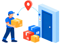 Courier at the door with a parcel